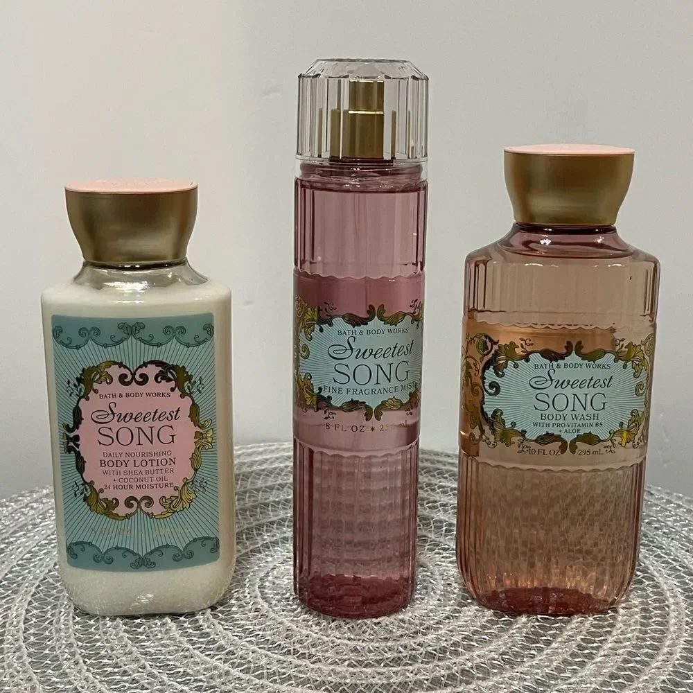BBW Sweetest Song Fragrance Mist, Body Wash and Body Lotion Set of 3 NWT